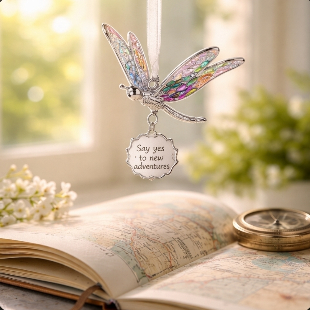 Bejeweled Dragonfly Ornament With Inspirational Verse - Picture 6 of 6